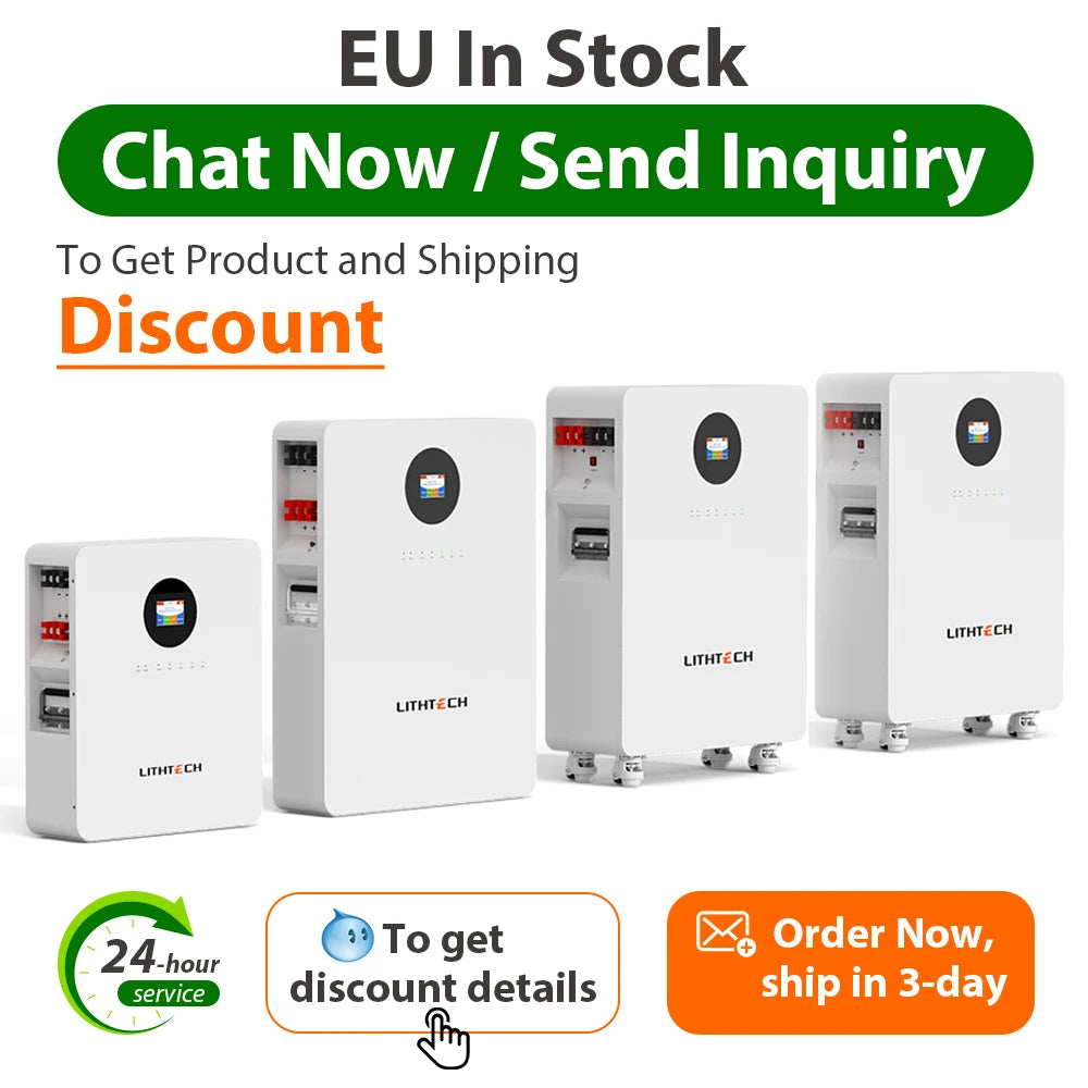 LITHTECH - New in Stock Power Storage Wall 48v 100ah 200ah 400ah Lithium Ion Lifepo4 5kwh 10kw 20kwh Solar Energy Storage Battery