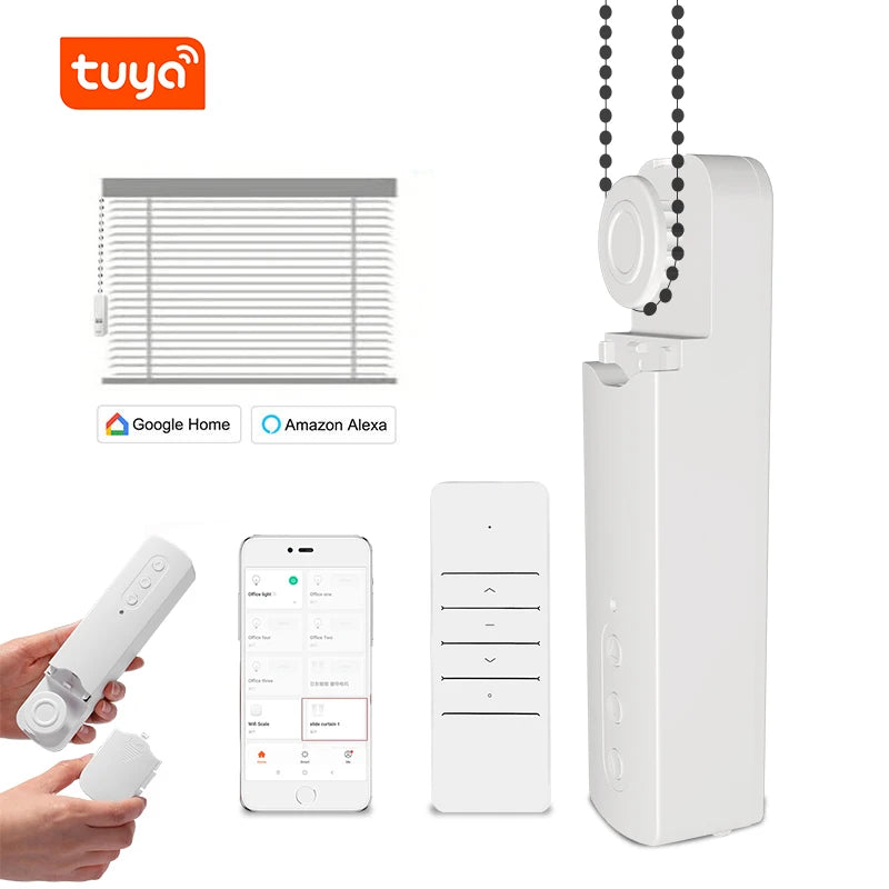 Tuya Smart Home Zigbee Remote Control Shade Shutter Zebra Chain Roller Motor Solar Panel Alexa Smart Curtain Blinds Window