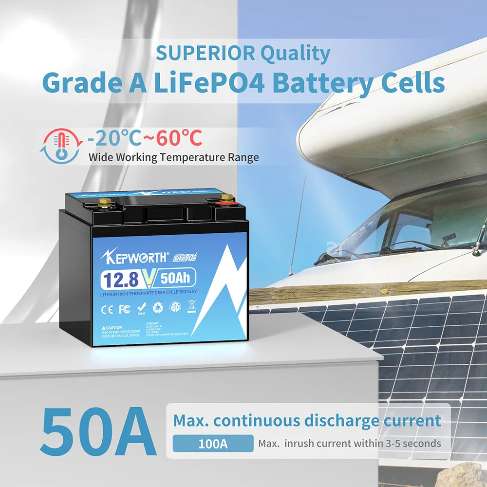 Kepworth 12.8V 50Ah Solar Energy Storage Lifepo4 Battery With BMS 12v 50Ah Lifepo4 Battery Pack for Scooters PRIME RJ SOLAR PH