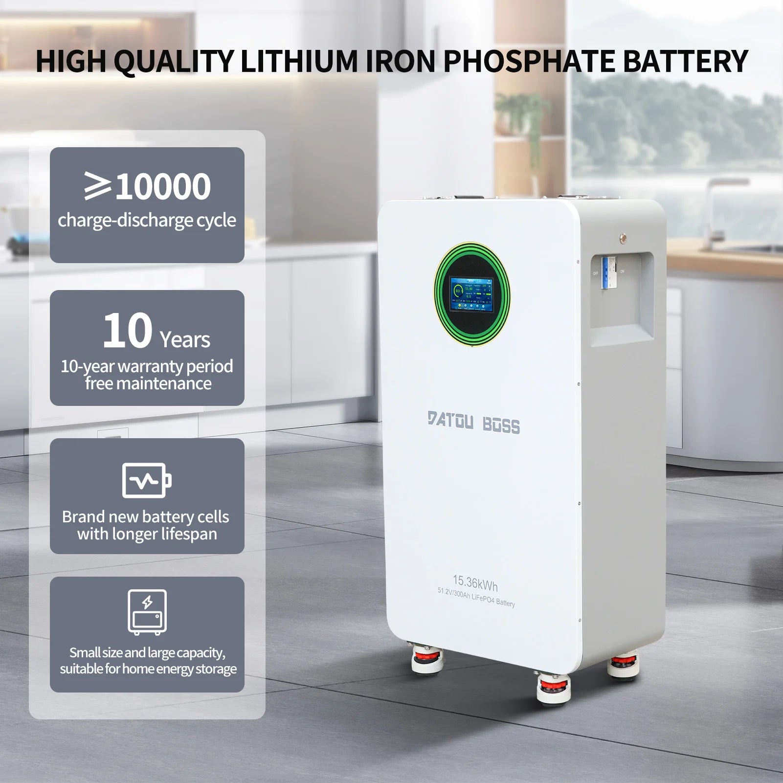DATOUBOSS EU STOCK 15.36Wh High Quality Lithium Iron Phosphate Battery 51.2V 300Ah Solar Energy Storage Battery System for Home PRIME RJ SOLAR PH