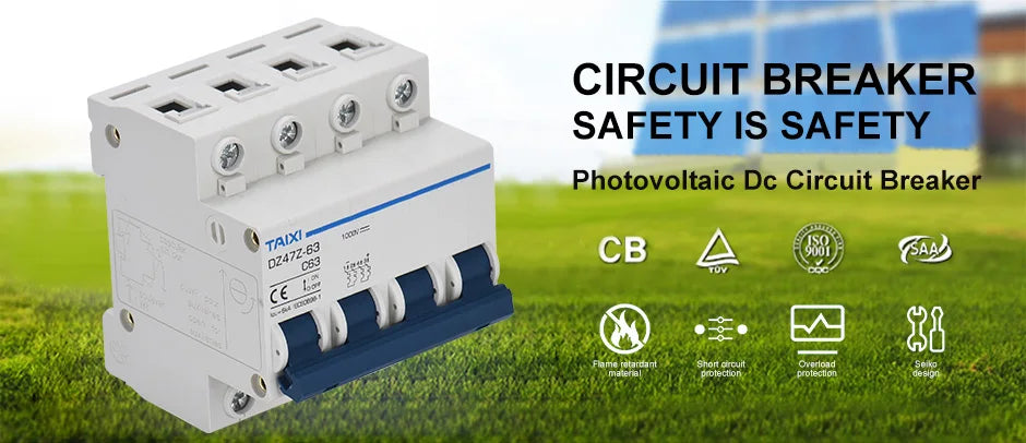 Solar PV MCB DC Circuit Breaker 1P/2P 500V 1000V Photovoltaic disconnect switch 10A 16A 20A 32A 40A 63A 100A 125A PRIME RJ SOLAR PH