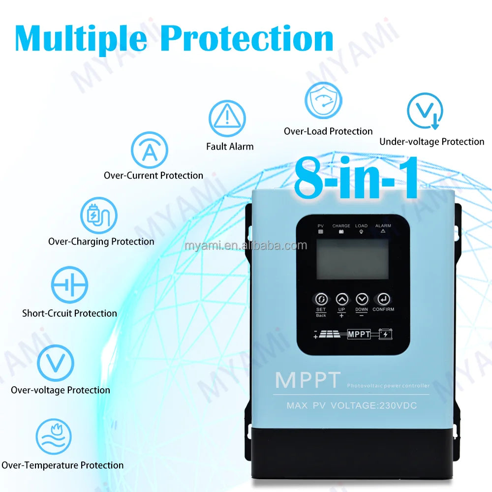 MYAMi 12V-96V MPPT Solar Charge Controller 120A 60A 30A Auto 12V 24V 36V 48V Solar Panel PV Regulator RS485 for Lithium/LiFePo4