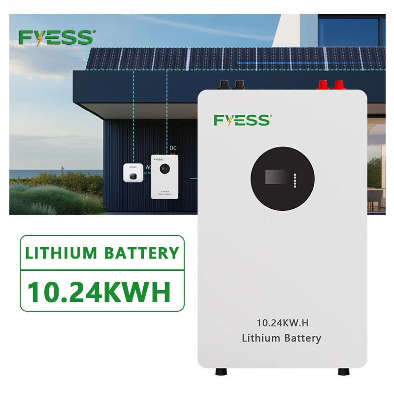 51.2V LiFePO4 Hybrid Grid Home Solar Battery 10kWh 200Ah CAN Communication Wall-Mounted All-In-One with Built-in BMS Protection