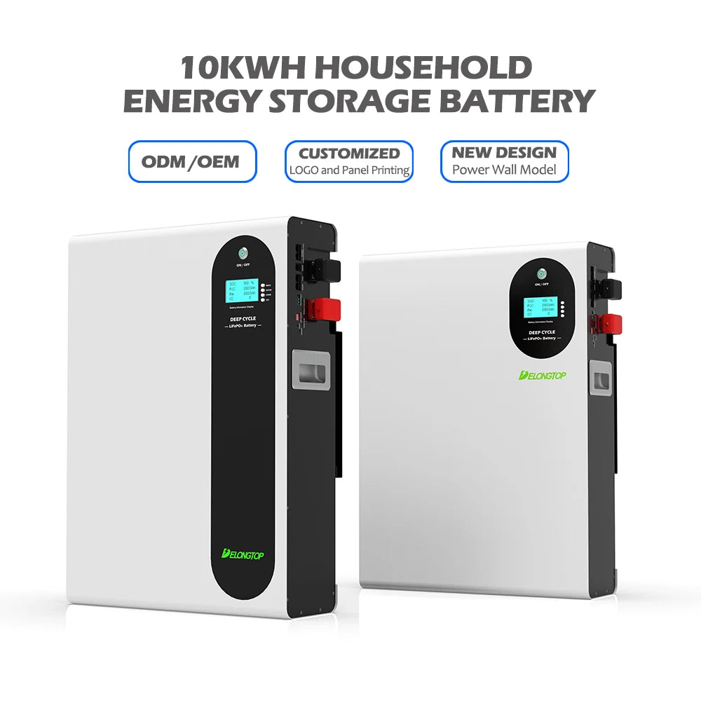 Wall-mounted Lifepo4 Lithium Battery 48v 200ah 10kwh Delong Power Energy Wall Battery for Hybrid Off Grid