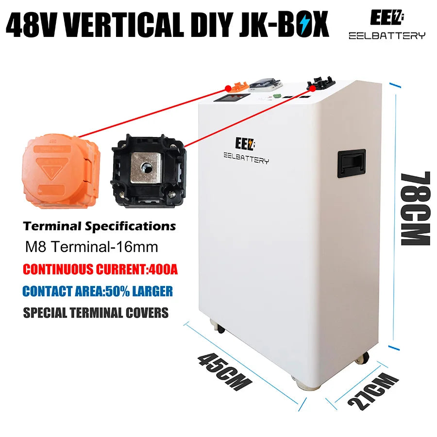 EU Stock EEL V1 48v Lifepo4 Battery Pack Battery Box DIY Kits with JK 200A BMS and Wheels Breaker for 280ah-330ah Lifepo4 Cell PRIME RJ SOLAR PH