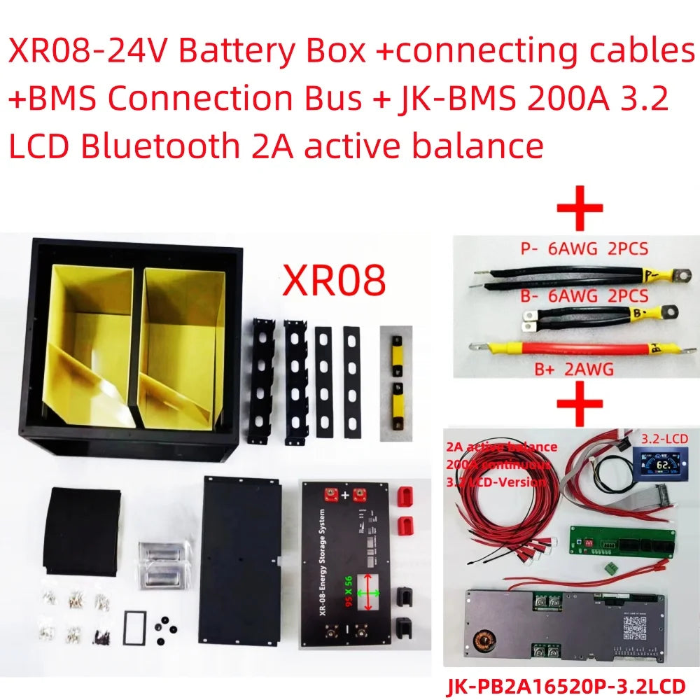 24V280AH Solar Home Energy Storage LiFePO4 Battery Bank/Case/Box DIY Kit JK BMS or 6032D BMS LCD 280AH 302AH 302AH 310AH PRIME RJ SOLAR PH