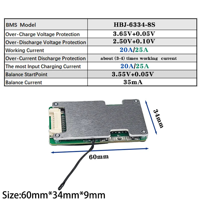 HBJ Higher Quality 8s  Bms 24v 20a 25a  for Lifepo4 Li-ion Battery Pack for Ups Solar Street Light Small Outdoor Energy Storage