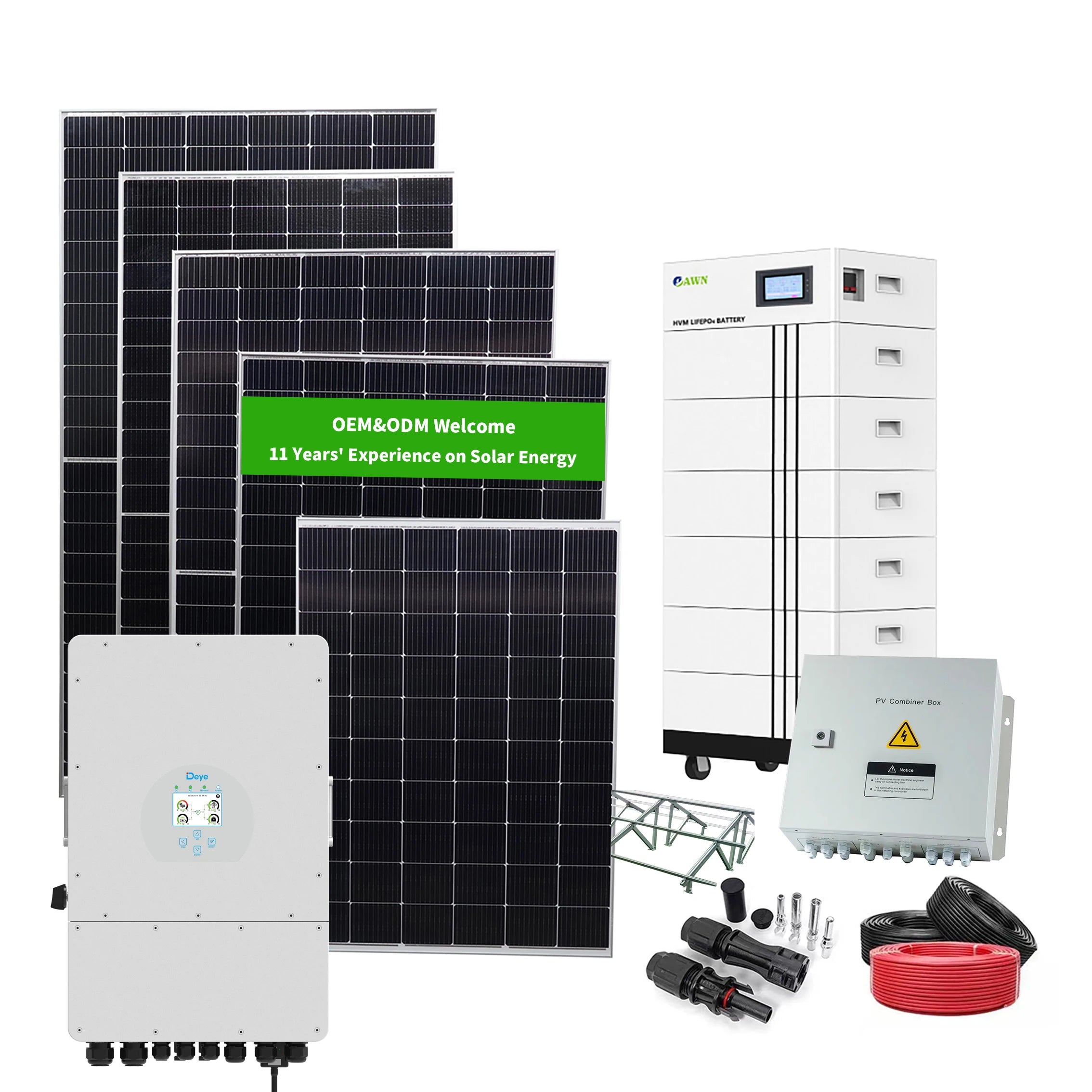 5kw 10kw 15kw 20kw Home Hybrid Solar Power System Panels Battery Inverter Storage Kit Complete Full Set