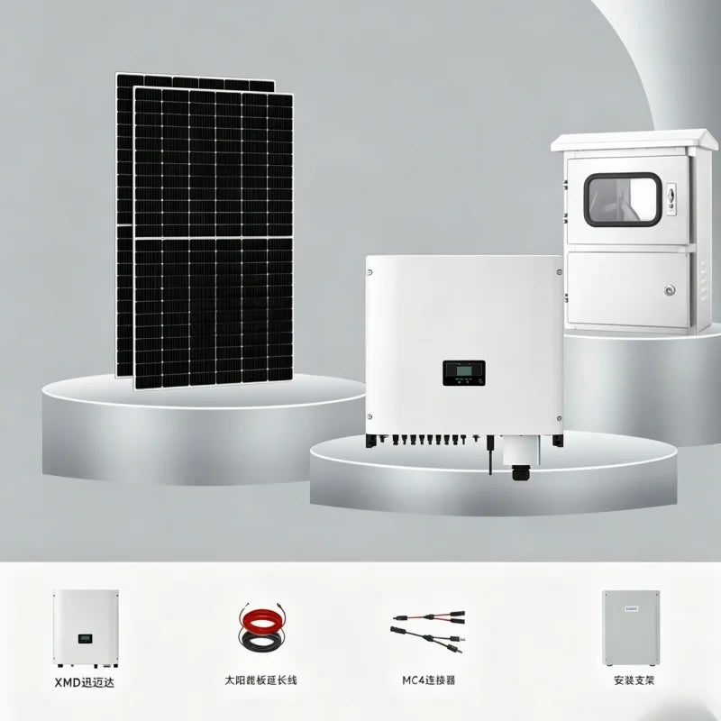 Complete Set 5KW-70KW MPPT Controller Pure Sine Wave Lithium Ion Monocrystalline Silicon Solar Energy Grid Hybrid Home System