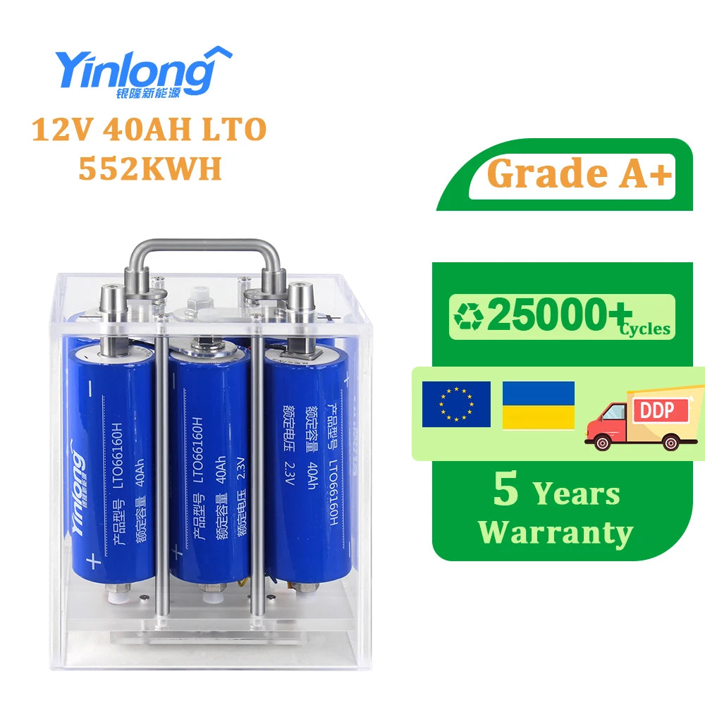 Yinlong 12V 30A/35A/40A/45Ah LTO Battery Pack 400A High Power Lithium Titanate 6S1P 13.8V 40Ah Battery for Jump Star Car Audio