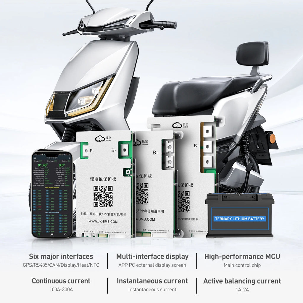 JKBMS JKI BMS Lifepo4 Lithium Ion Pack BT Energy Storage for 3S 4S 5S 8S PCBA 12V 24V