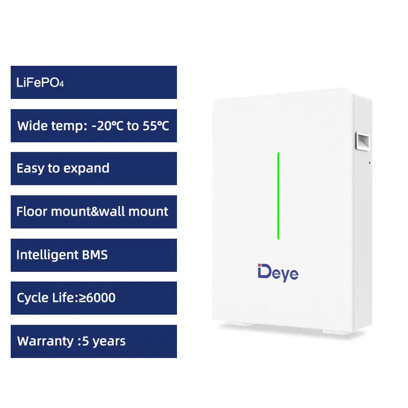Solar Battery 51.2v 206ah Deye RW-F10.6 Wall-Mounted LFP Battery Lithium Ion Power Wall Mounted Easy Install Ready to Ship