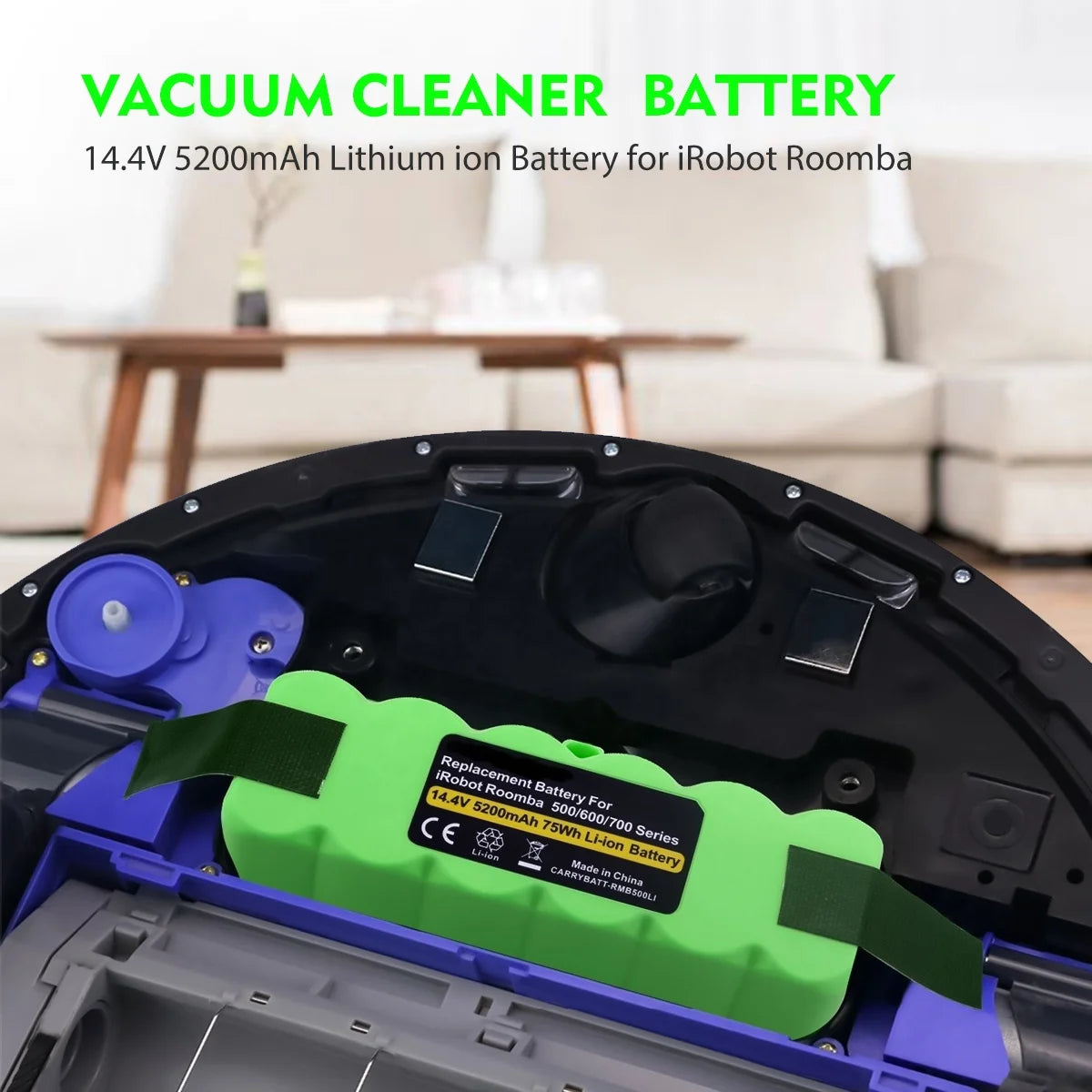 14.4v 6000mAh Lithium Replacement IRobot Battery for IRobot Roomba 500/600/700/800 Full Series Sweeper Vaccum Cleaner