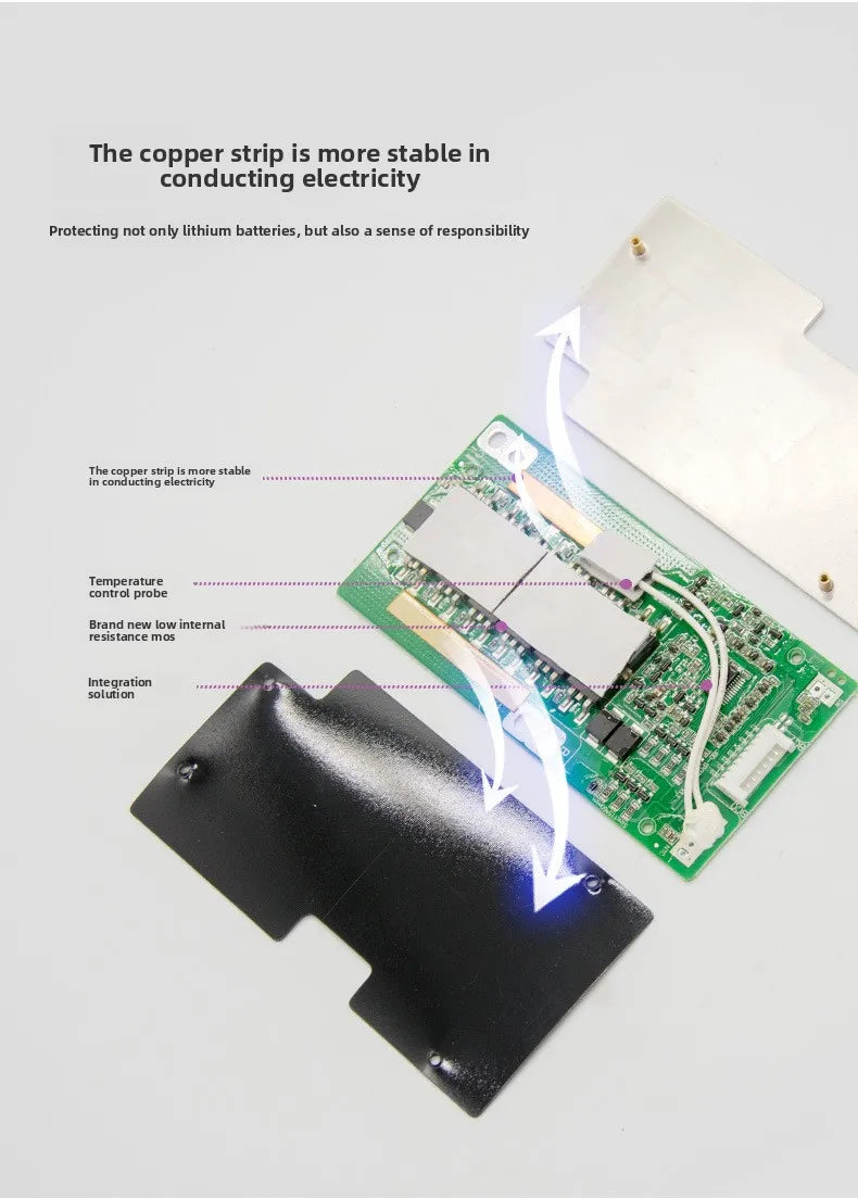 7/10s 24V/36V Ternary 30-70A Equalization BMS PCBA Lithium Battery Protection Board 1 oz Copper Thickness OEM Brand