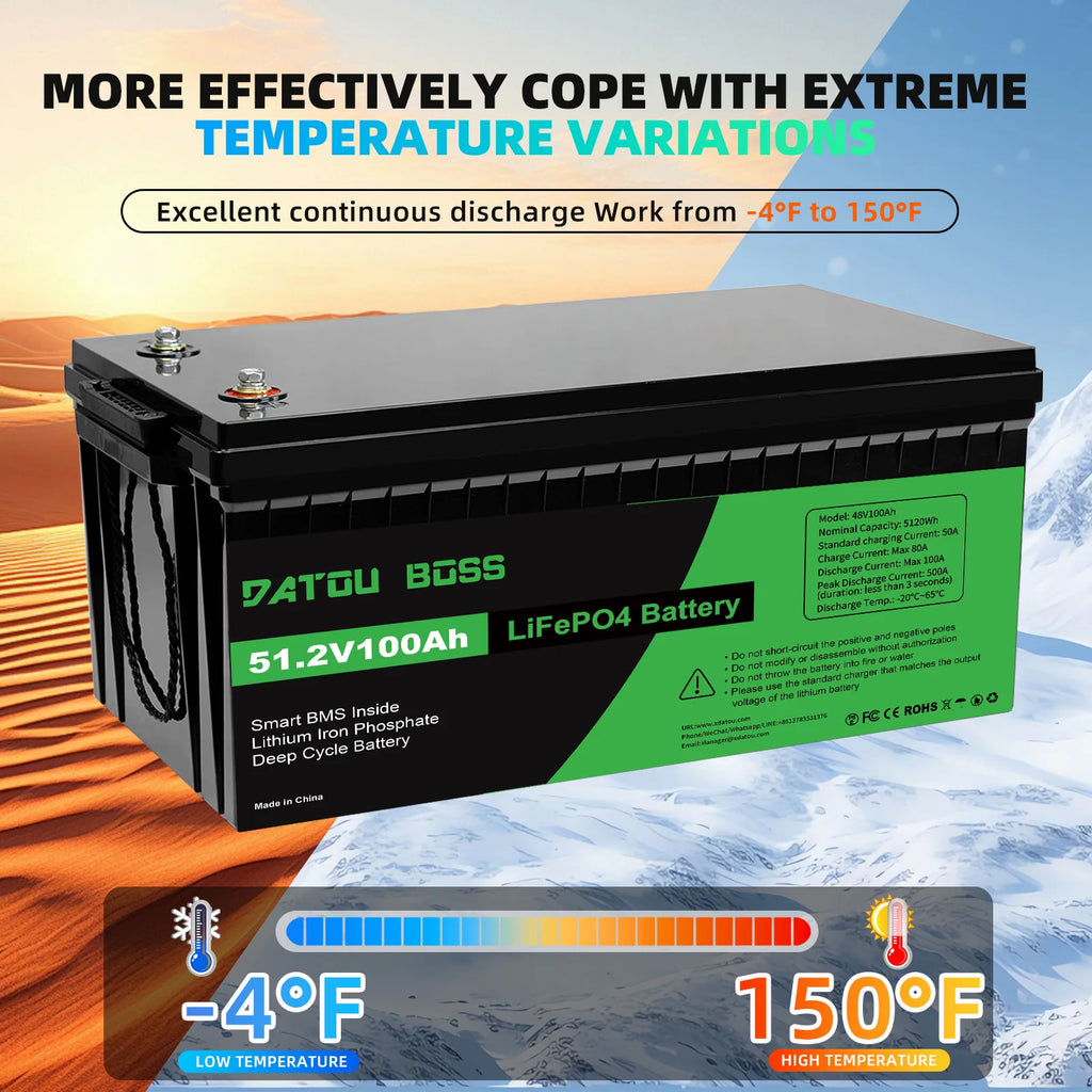 EU US Overseas STOCK Lifepo4 Battery with BMS 48V 100Ah Lithium Ion Batteries Pack for RV Camping Fishing Boats PRIME RJ SOLAR PH