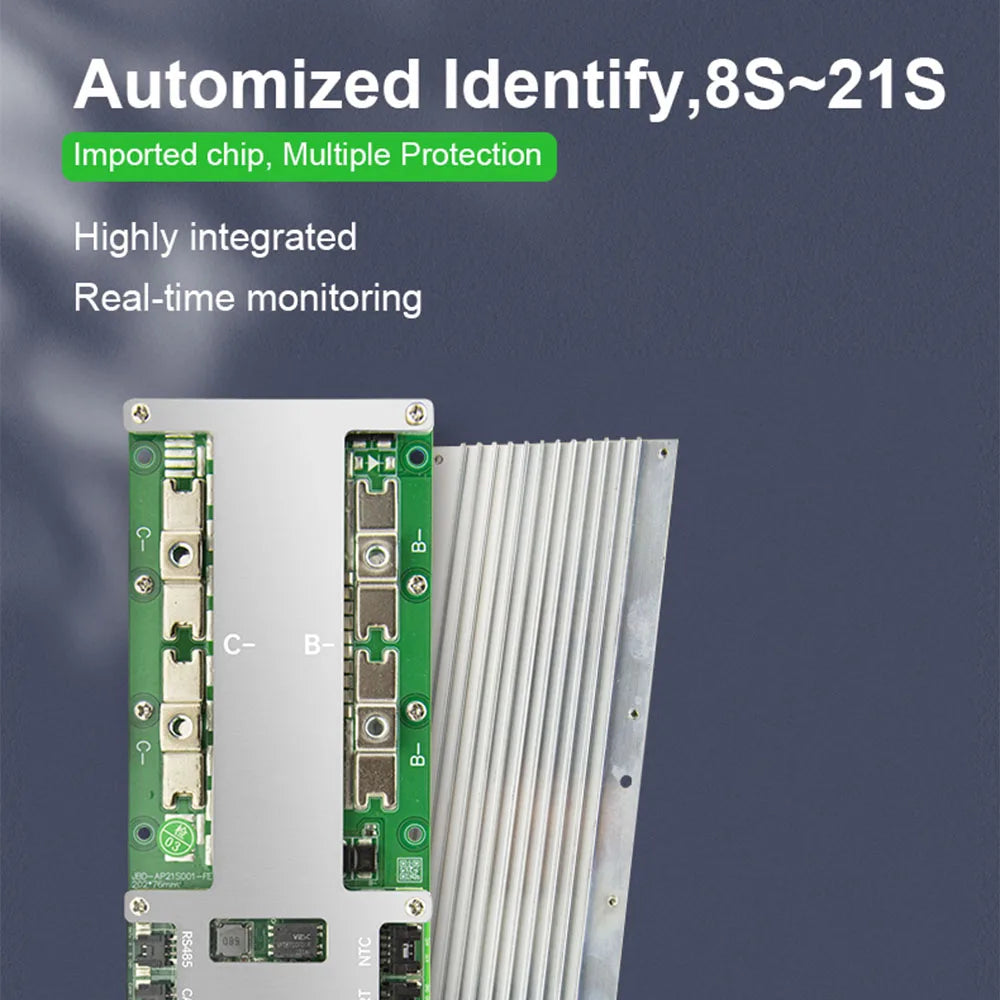JBD 8S-21S Battery Management System 8S 24V 16S 48V 20S 60V LiFePO4 BMS Li-ion BMS 80A 100A 120A 150A 200A with UART RS485 CAN