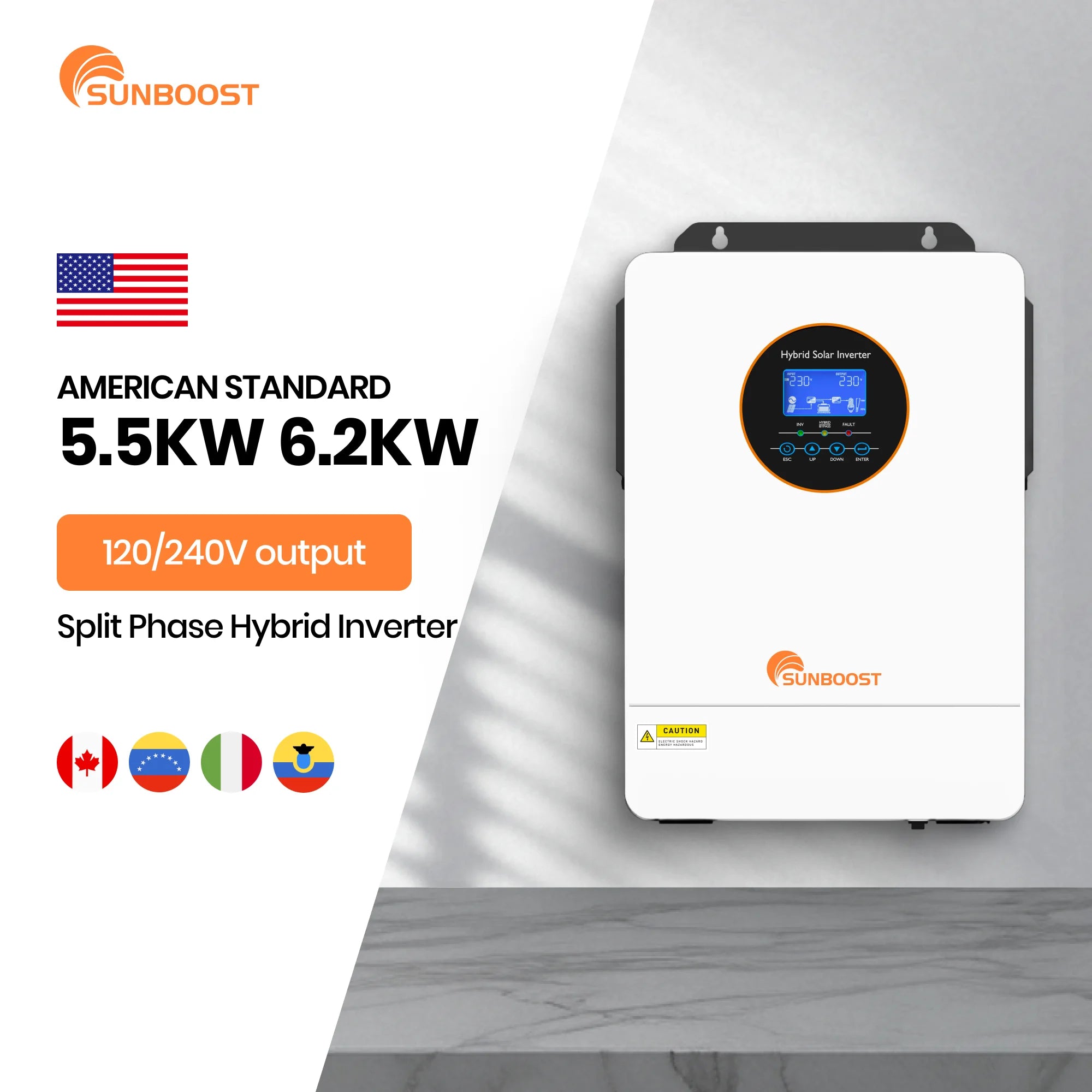 Sunboost Us 110V Split Phase Inverter 120V 240V Solare 48V 5.5Kw 6.2Kw on Off Grid Off Grid Solar Hybrid Inverter Toroidal Price