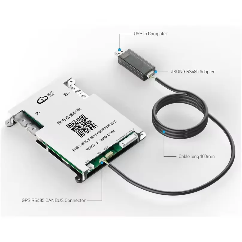 JIKONG BMS PCBA Accessories Kit | USB to RS485/TTL + Activation Switch + Energy Storage Communication Board