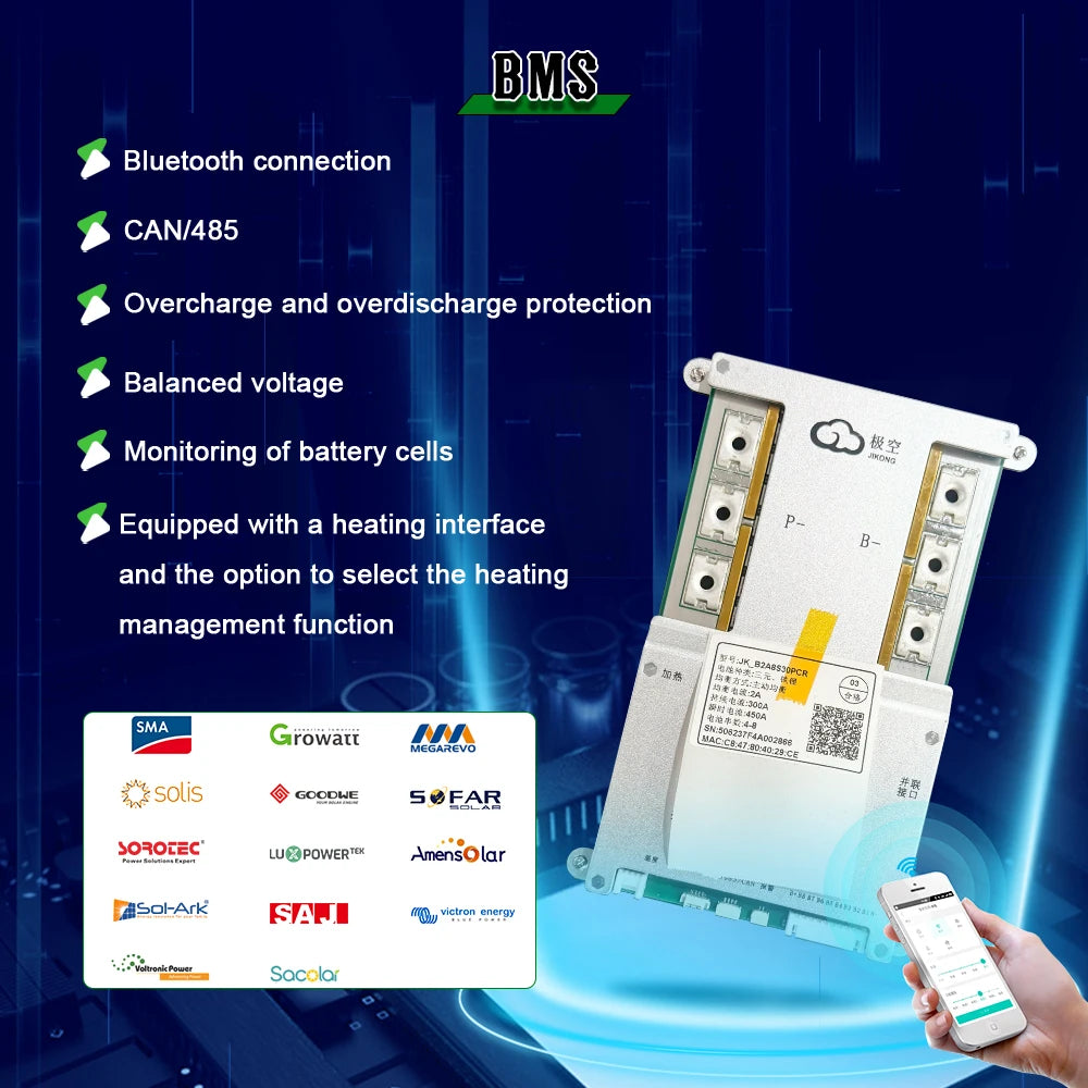 EU Stock MB56 4S 12V 628Ah 8kWh LiFePO4 Battery DIY Kit with JK 16S 300A Smart BMS for EVE MB56 Cells Power Storage Box