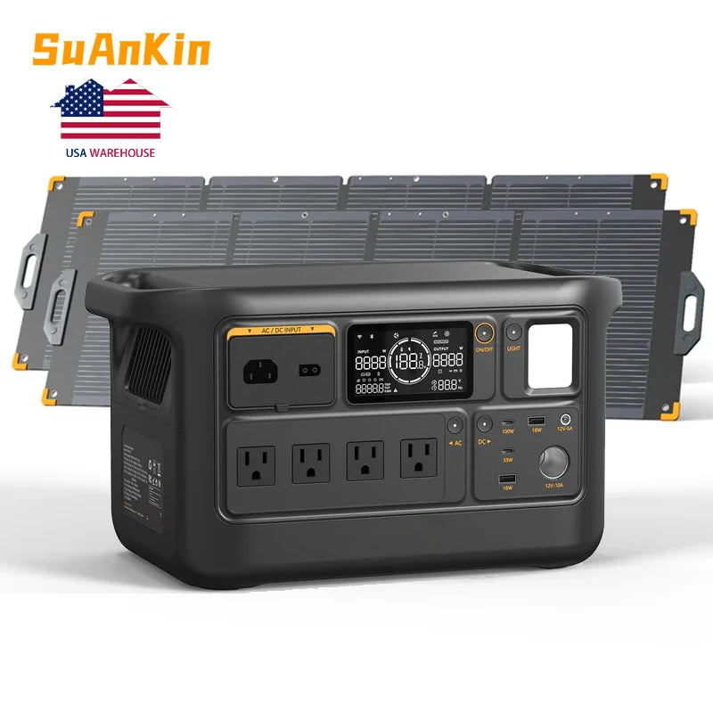 SUANKIN E1000LFP F1000LFP 1500W Portable Power Station LiFePO4 Fast Charging Silent Solar Generator Camping RV US Plug 1-Year Warranty