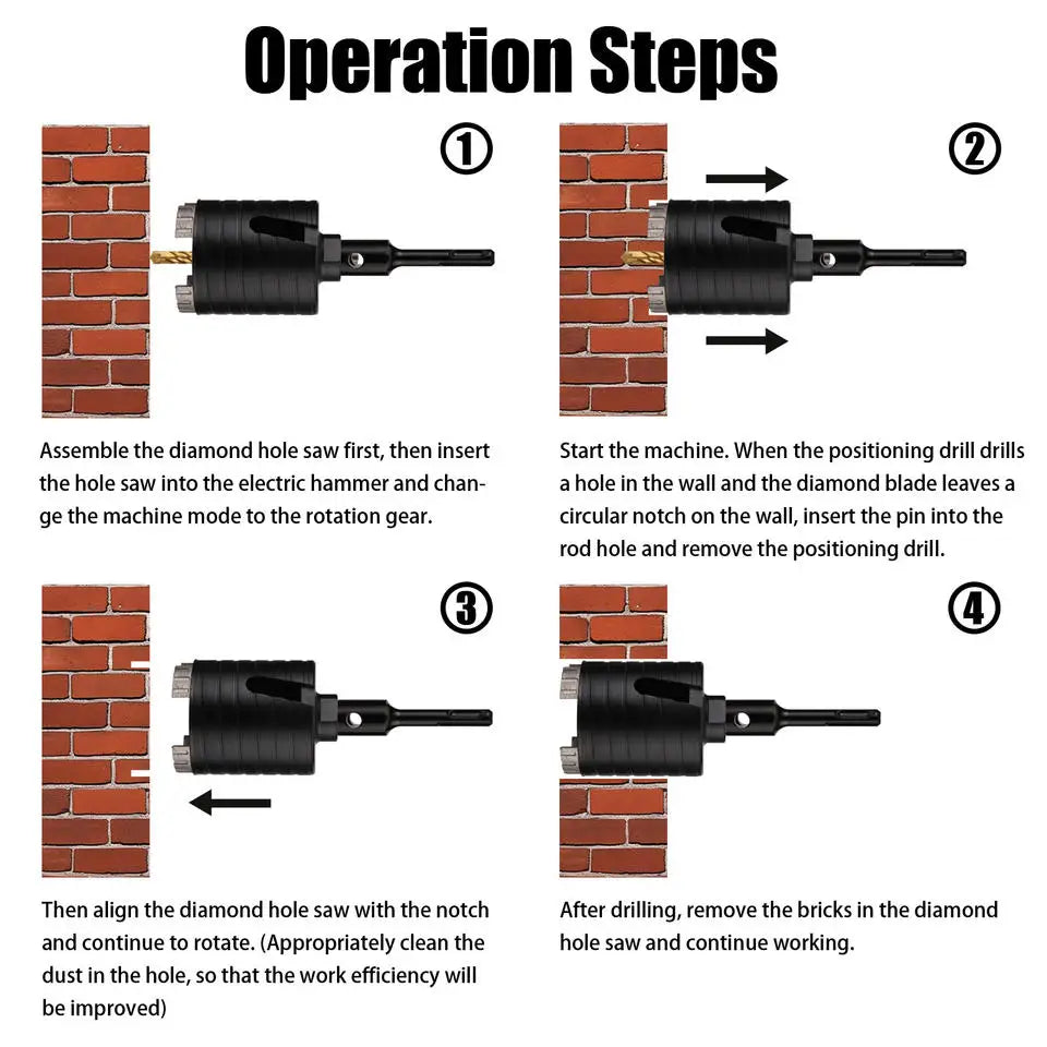 68mm Cement Hole Opener Diamond Core Bit Concrete Wall Hole Saw Drill Bit Set Electric Hollow Core Drill Bit PRIME RJ SOLAR PH