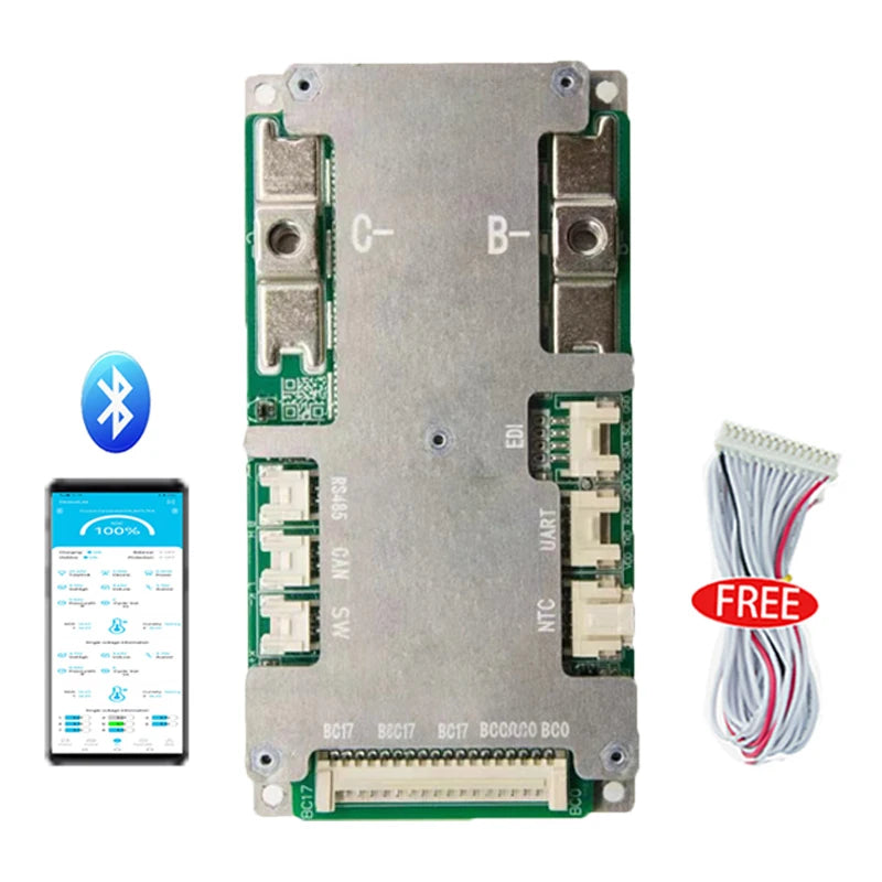 JBD Smart BMS 7s Li-ion 8s 17s 16s 13s LiFePO4 100A 60v 48v 36v 24v BMS for Lithium ion Battery Pack