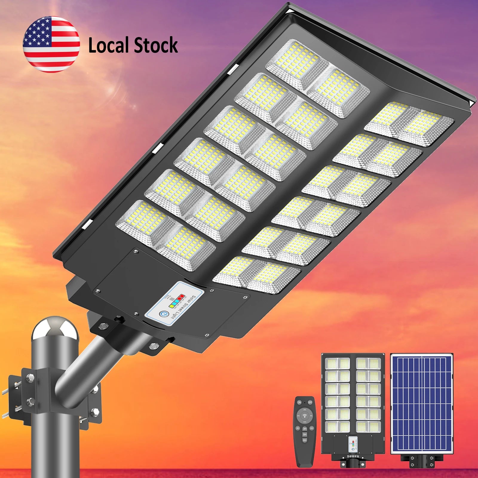 HYKENTE BC024 High Power Solar Street Light Adjustable Brightness Motion Sensor Remote Control Engineering Wholesale RoHS CE 3-Year Warranty US Warehouse
