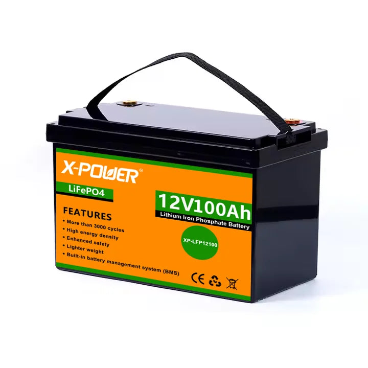 US Stock 12.8V 100Ah LiFePO4 Lightweight Lithium Ion Battery Pack 100A BMS 1280Wh Capacity 5-Year Lifespan for RV/Trolling