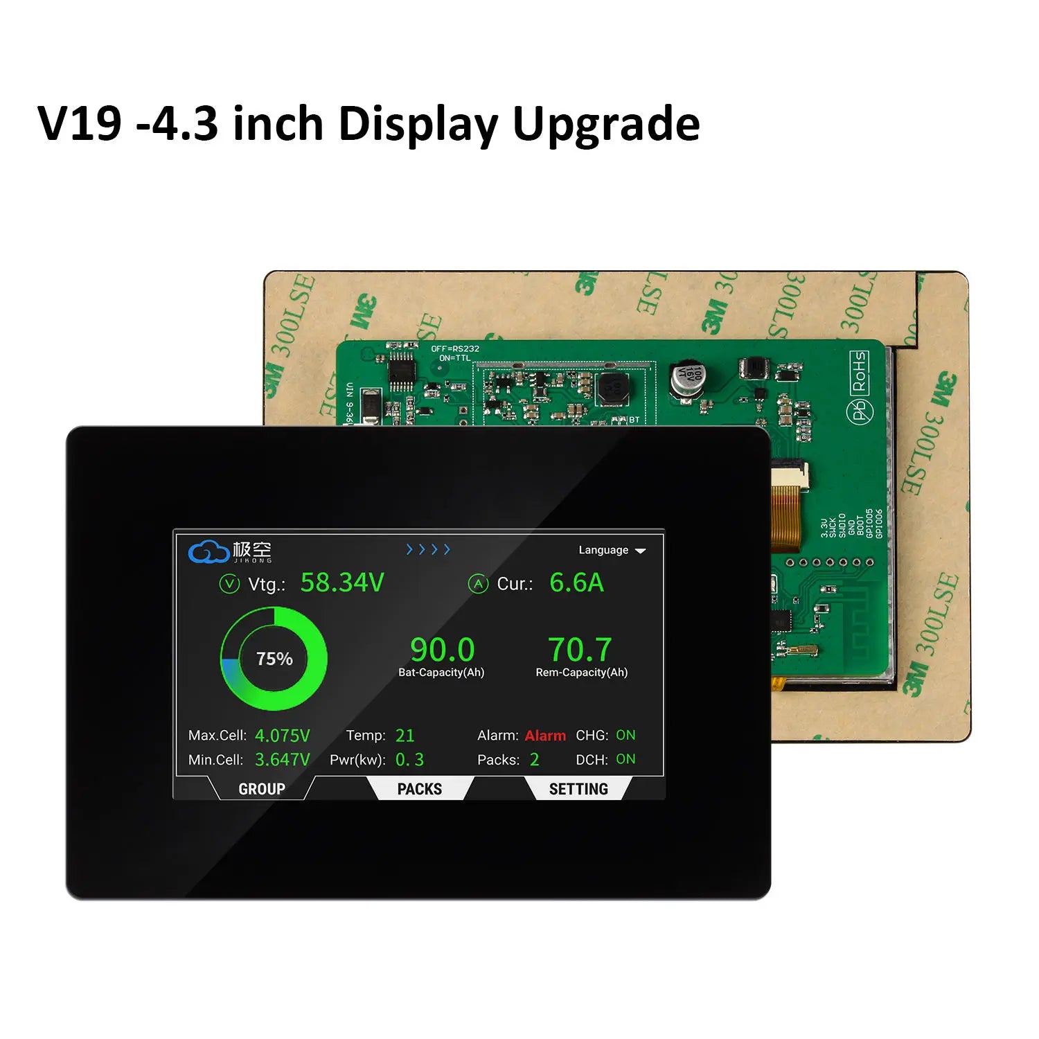 2025 New JK Bms V19 JK PB2A16S15P PB2A16S20P PB2A16S30P Smart JK BMS 16s 48v 200a With 2A Balance 4.3inch Display