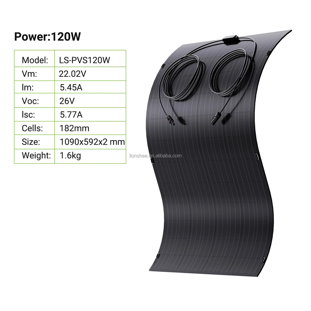Germany Warehouse 120W Flexible Solar Panel | 109cm*59cm Portable Monocrystalline Soft Panel for Yacht, RVs, Boats, Camper PRIME RJ SOLAR PH