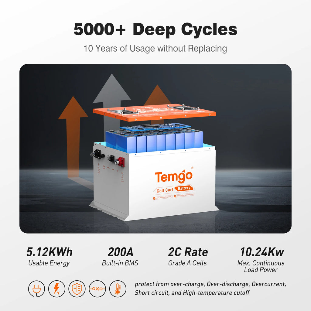 TEMGO Lifepo4 Golf Car Battery Lithium Battery 100ah 48v 72v 36v for Electric Vehicle PRIME RJ SOLAR PH