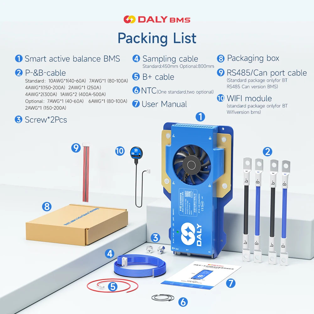 Daly Smart Active Balance Automatically Identify BMS 4S 8S 17S 24S 40A 500A For Lithium Battery Li-ion LifePO4 12V 24V 48V BMS