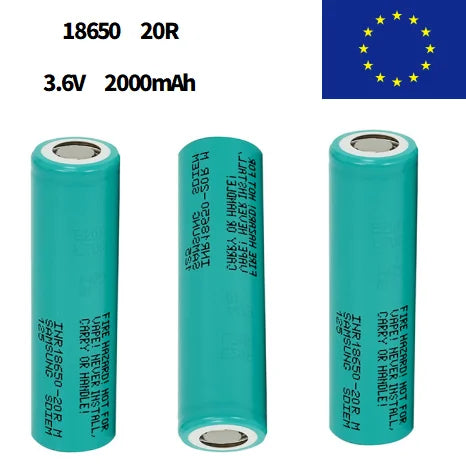 INR18650 20R 2000mAh 15A 13.6V Rechargeable Cylindrical Li-Ion Battery 15A Discharge EU Stock