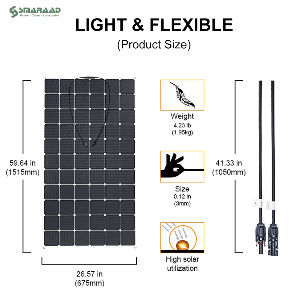 USA DDP in Stock 100w Flexible Solar Panels Lightweight Mono SunPower Solar Cells for Boat and RV