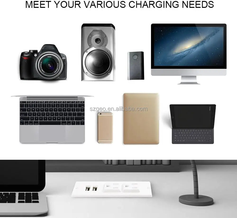 Small Recessed Power Strip Plug Extension Cord with USB Electrical Outlet Extender Power Adapter Charging Station Power Strip PRIME RJ SOLAR PH
