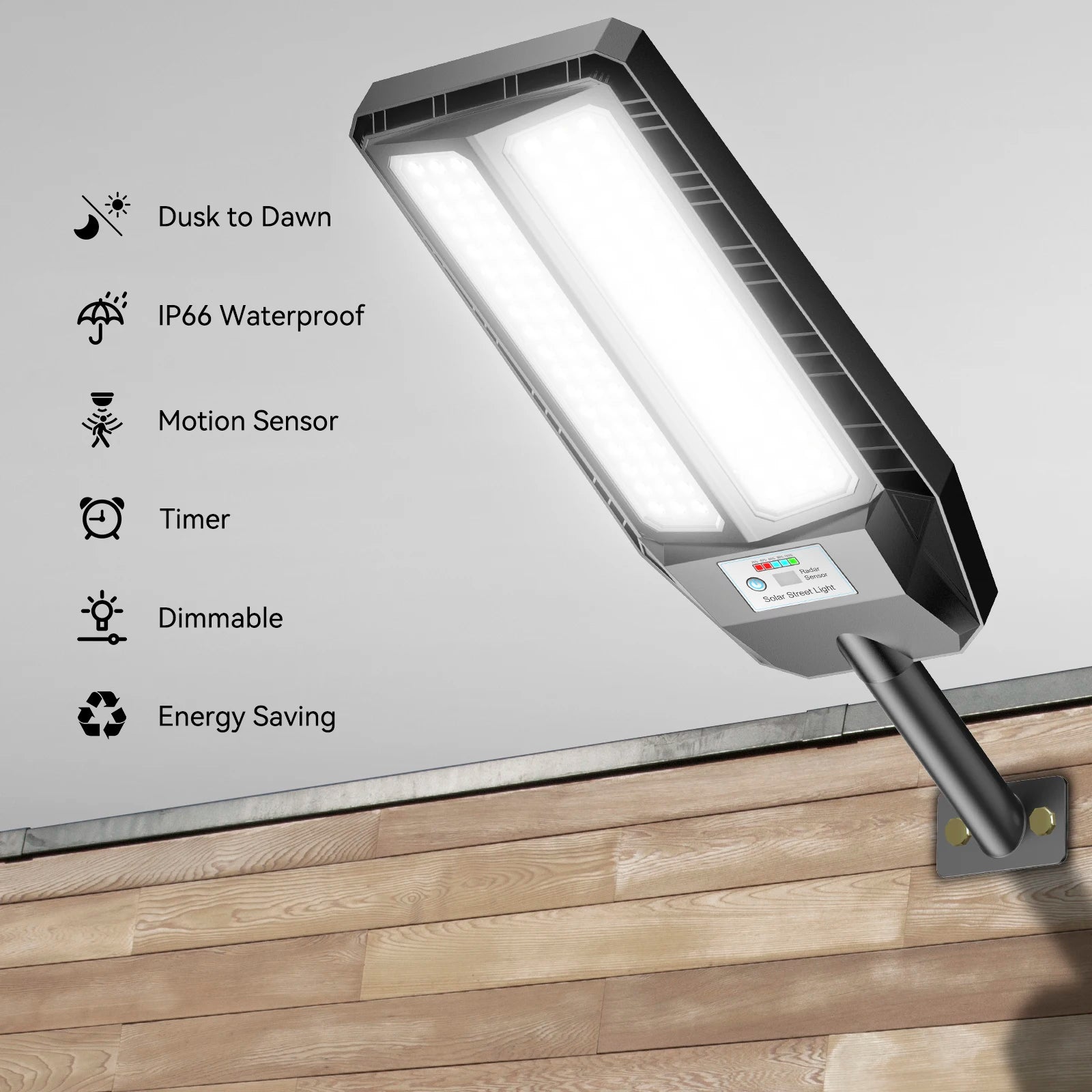 Solar LED Street Light High Efficiency All in One Design US Stock Energy Saving Outdoor Lighting for Road Garden Parking Area