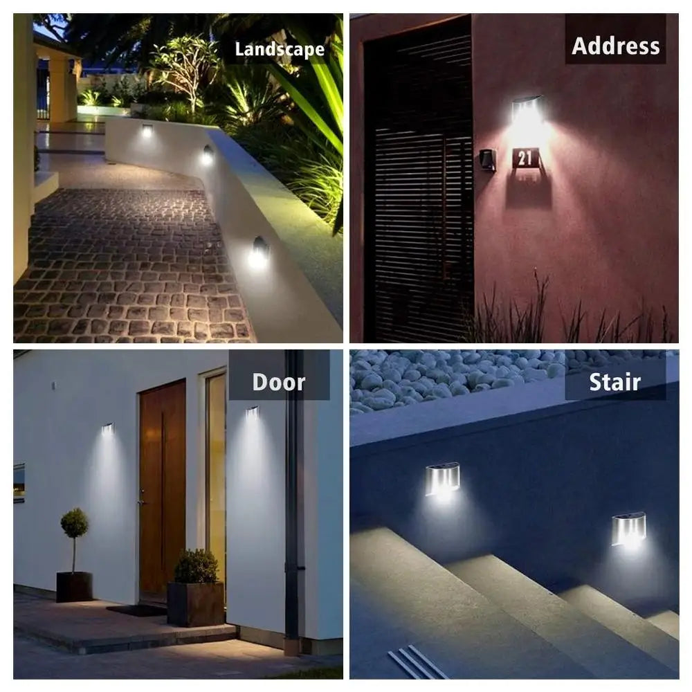 KPSUN Solar LED Wall Lamp PIR Motion Sensor Stainless Steel Outdoor Garden Wall Fence Stair Lighting CE RoHS 1-Year Warranty