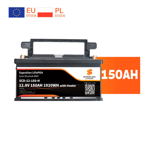 12V 150Ah Lithium Battery with Bluetooth & Smart BMS, Heated LiFePO4 Battery for Camper Van, Solar Storage France & Poland Stock PRIME RJ SOLAR PH
