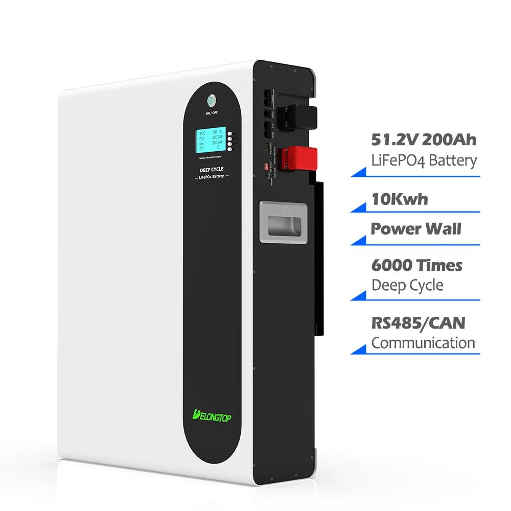 6000cycles Lpf48200 10kwh Wall Mounted Lifepo4 48v Battery 200ah Lithium Batteries Packs for Home Solar Power System