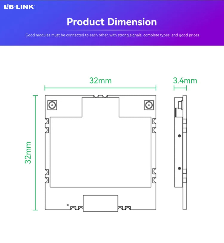 BL-M8812EU2 High Power 29DB Wireless Module 5G WiFi FR-4 Material Customizable Board Size
