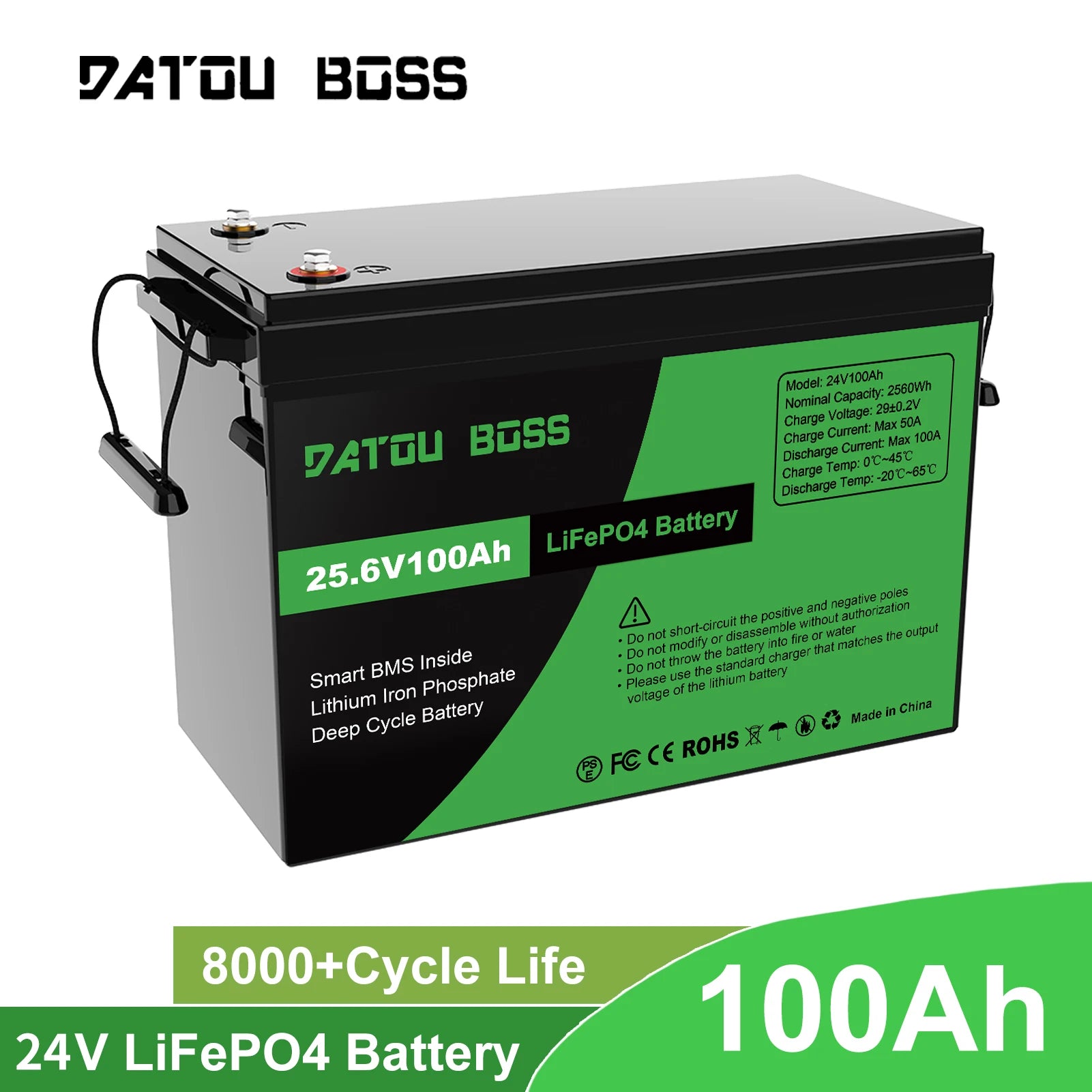 EU USA Stock 24V 100AH Lifepo4 Battery with BMS Perfectly for RV, Trolling Motor, Solar System Lithium Ion Batteries Pack PRIME RJ SOLAR PH