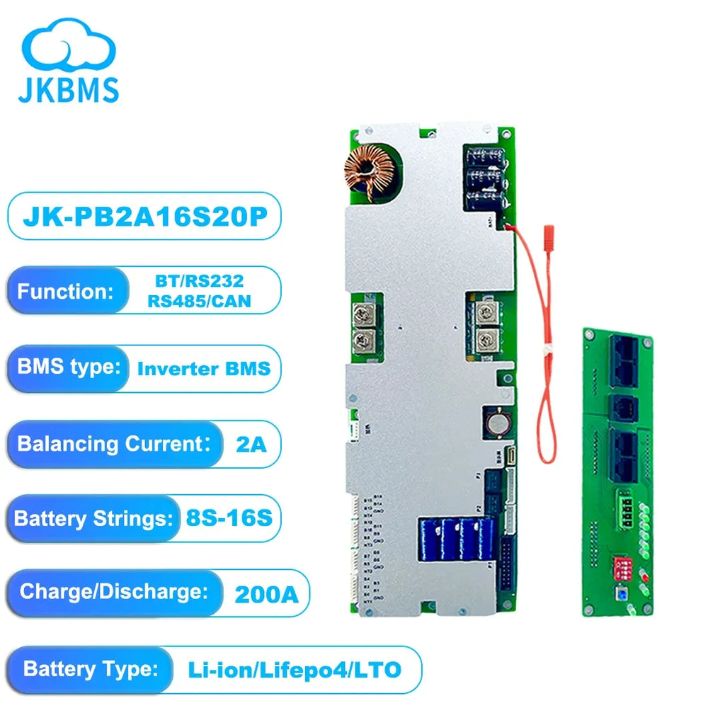 PB1A16S10P Smart Bms Lifepo4/Li-ion/LTO Inverter Connection JK BMS 8S 16S 24V 48V 100A 150A 200A Family Energy Storage Bms