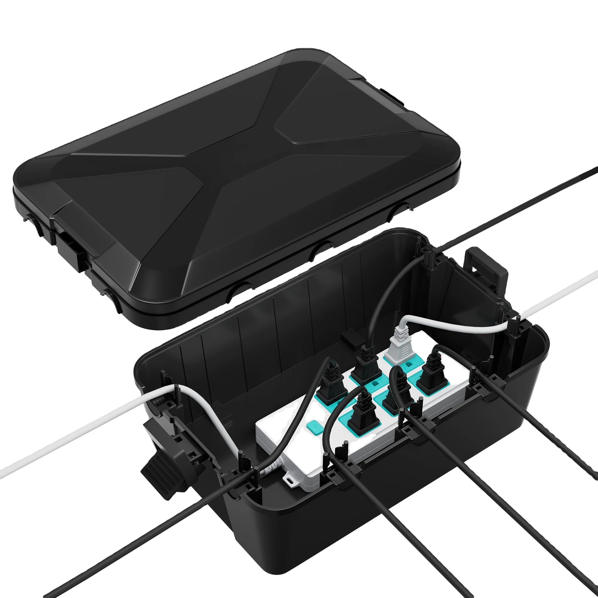 320x212x132mm Heavy Duty Plastic Power Box Waterproof Electrical Enclosure Black Cable Case for Extension Cord Outdoor Use PRIME RJ SOLAR PH