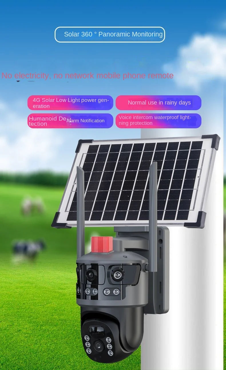 BAITIAN 4/6MP Ultra HD Home Security Camera Solar-Powered 360-Degree Rotatable Wi-Fi/4G Remote Access CMOS Sensor Cloud Storage