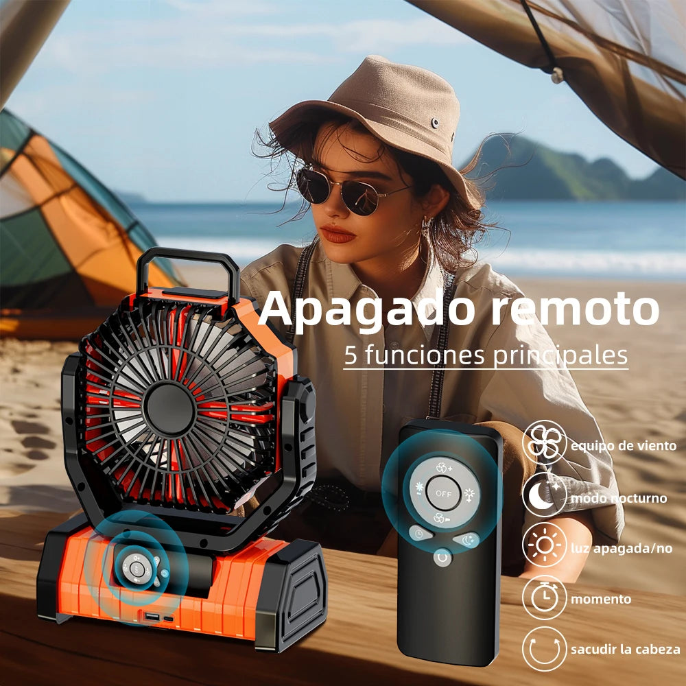 OEM F6 20000mAh Solar Portable Rechargeable Outdoor Camping Fan with Lights 1-Year Warranty