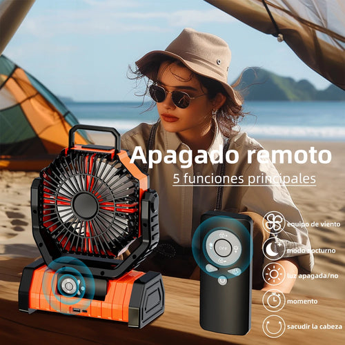 20000mAh Solar-powered Portable Rechargeable Outdoor Camping Fan with Lights