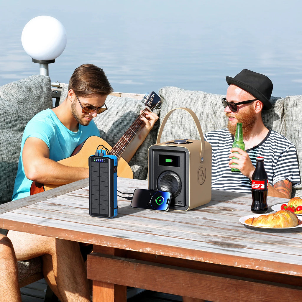 2026 Power Bank with Solar Charger 30000mah Fast Charging PD22.5W Built in Cables Compass Temperature Display PRIME RJ SOLAR PH