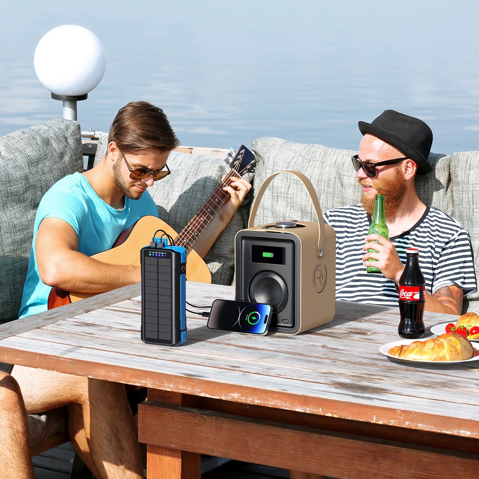 2026 Power Bank with Solar Charger 30000mah Fast Charging PD22.5W Built in Cables Compass Temperature Display PRIME RJ SOLAR PH