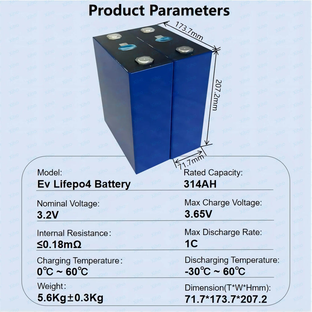 Xiho 3.2v 314ah Grade a Lifepo4 Rechargeable Battery Cells 8000 Cycles Prismatic Lithium Ion for Energy Storage