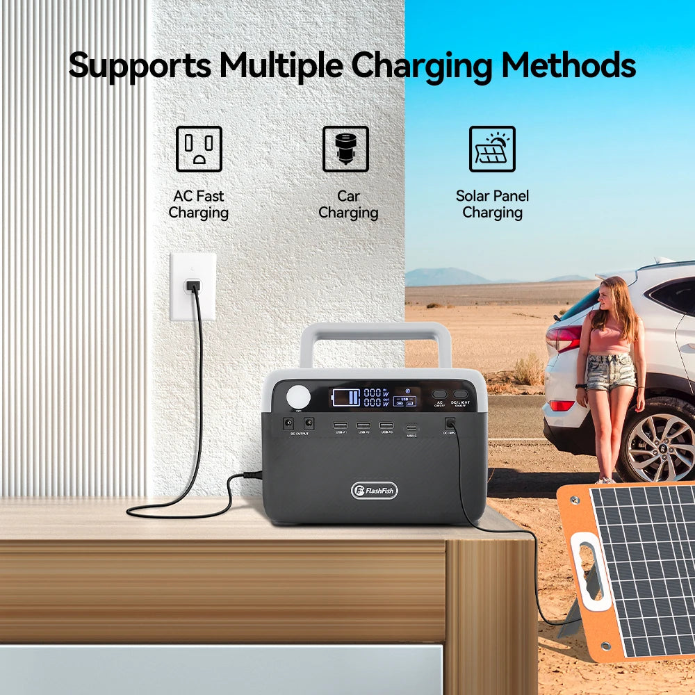 Flashfish LiFePO4 Power Supply Energy Storage Outdoor Power Bank Station Back up Portable Solar Panel Generator PRIME RJ SOLAR PH